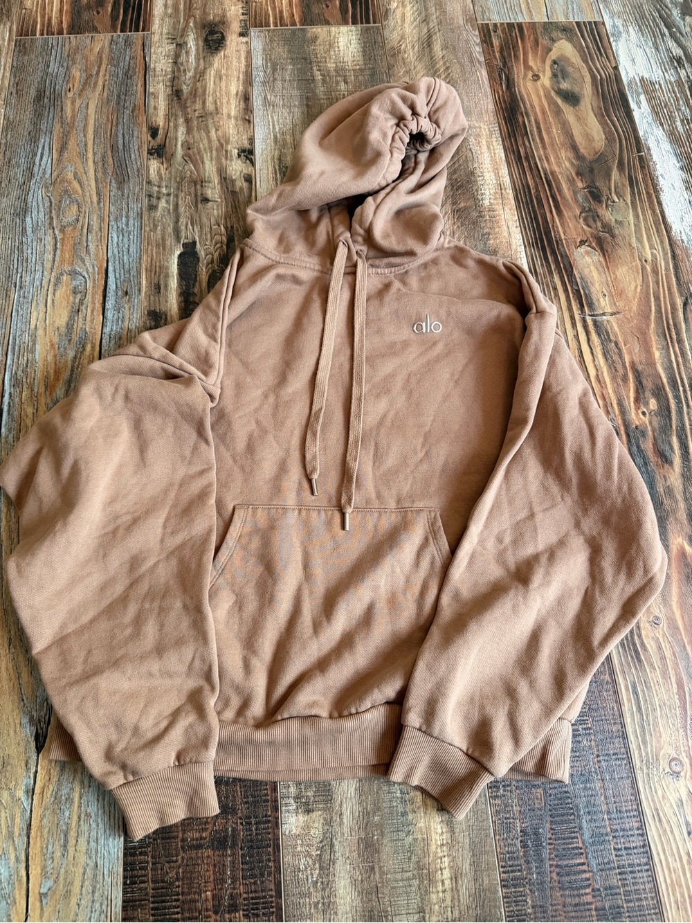 Alo Hooded Pullover Sweatshirt in Brown